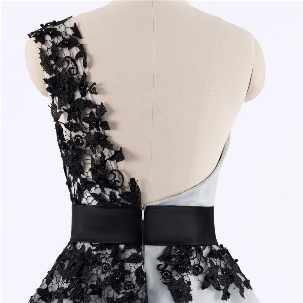 Серые и черные Бальные платья в форме трапеции платье на одно плечо короткий мини