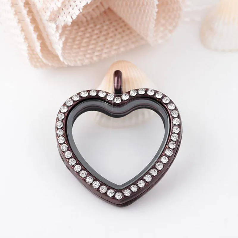 Подвеска в форме сердца стразы с памятью стеклянный медальон подвеска для