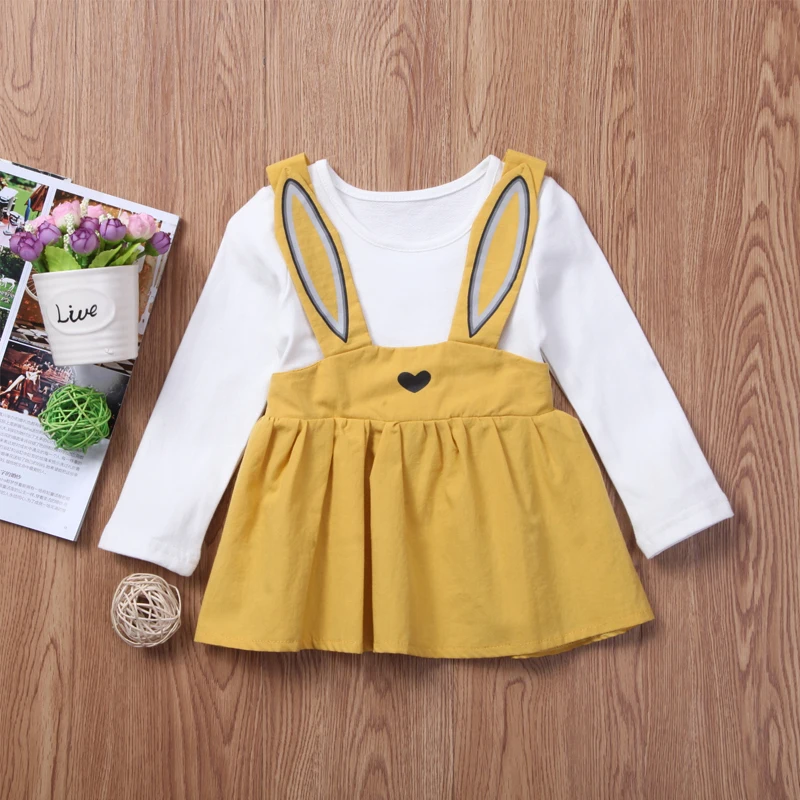 Emmababy младенческой Одежда для детей; малышей; Девочек Кролик платье с длинным рукавом в целом платье-пачка платья для маленьких девочек От 3 месяцев до 3 лет