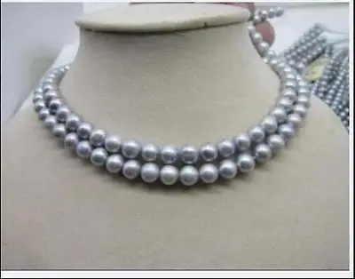 Новое серое жемчужное ожерелье из таитянского жемчуга 8-9 мм 17-18 дюймов 14k белое