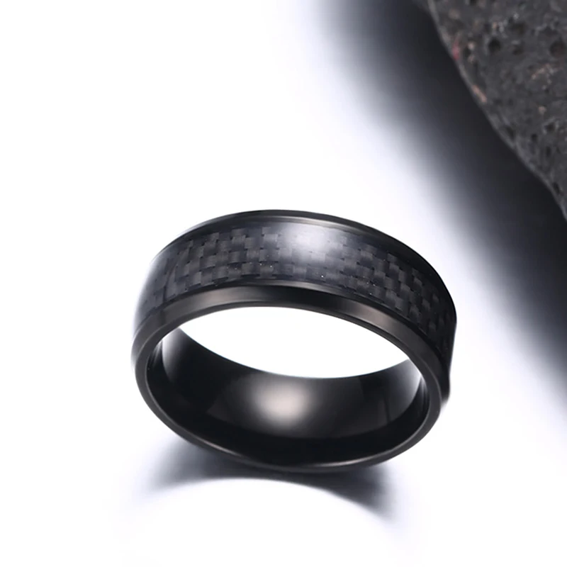 Модное черное кольцо из углеродного волокна в стиле панк для мужчин нержавеющей