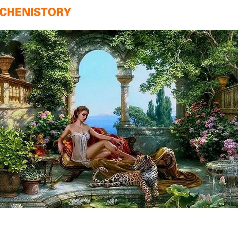 Безрамный Тигр и секс девушки DIY Набор для рисования по номерам Акриловая