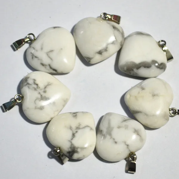 White Turquoise Газель оптом Ассорти Модные Разноцветные Подвески из природного камня подвески ожерелья сердце для женщин Изготовление ювелирных изделий 20 мм 50 шт - Окраска металла: White Turquoise