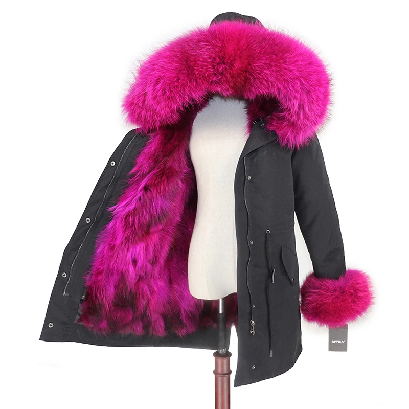 OFTBUY пальто с натуральным мехом енота, капюшон с манжетами, подкладка из лисьего меха, зимняя куртка, Женская длинная парка, водонепроницаемая верхняя одежда, новинка