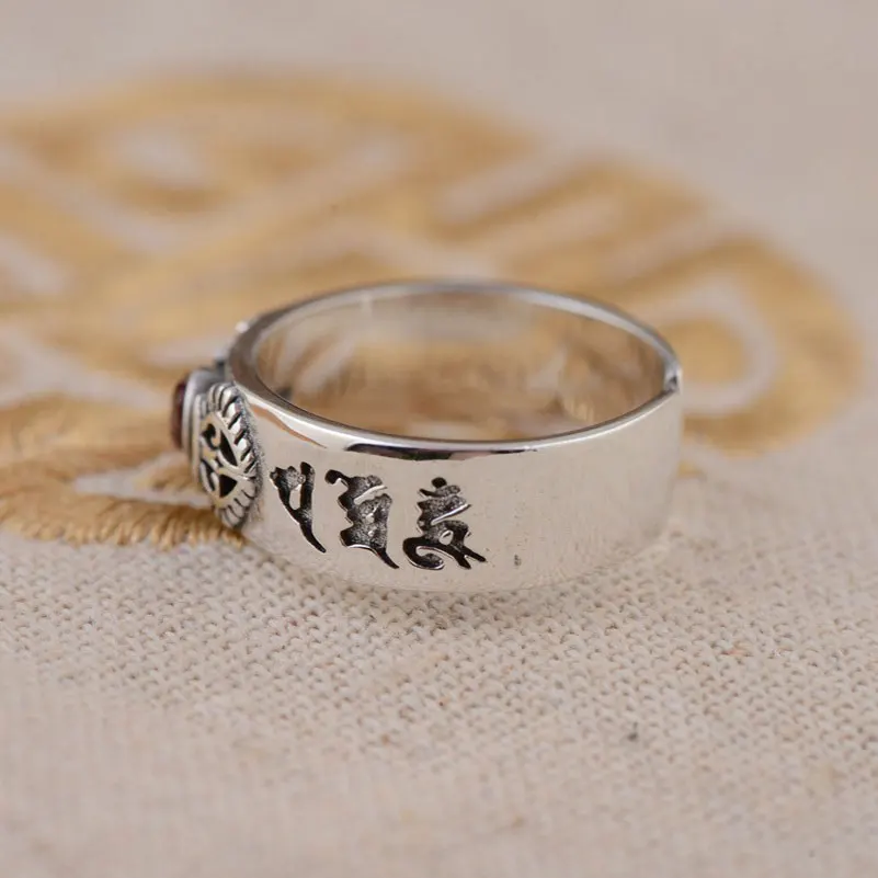 FNJ, Винтажное кольцо с крестом, 925 пробы, серебро, красный циркон, anillos, мужские S925 тайские серебряные кольца для женщин и мужчин, ювелирные изделия