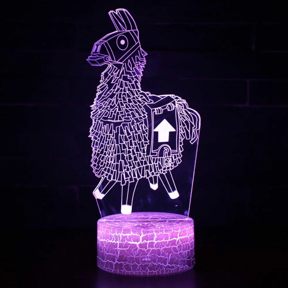 7 цветов Изменение Альпака 3D лампа лама ночник RGB настроение шрам основа для дня
