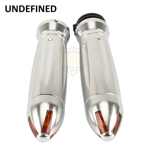 Silver 7/" мотоциклетные ручки, CNC руль, ручные ручки, светодиодный индикатор поворота, светильник, торцевой светильник, подходит для Honda Yamaha Suzuki, универсальный - Цвет: Silver