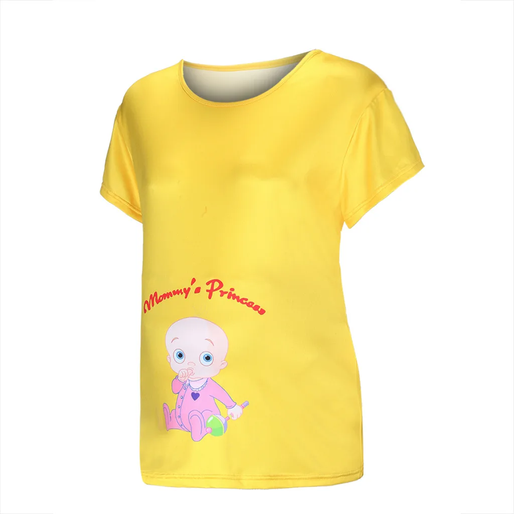 Maternity Tops Cute Letter Print Multicolor O-Neck Short Sleeve Pregnant T-shirt Pregnancy Shirts Ropa Maternal De Moda | Мать и ребенок