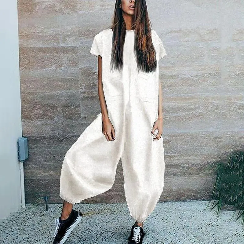 Женские свободные комбинезоны больших размеров однотонные повседневные Длинные