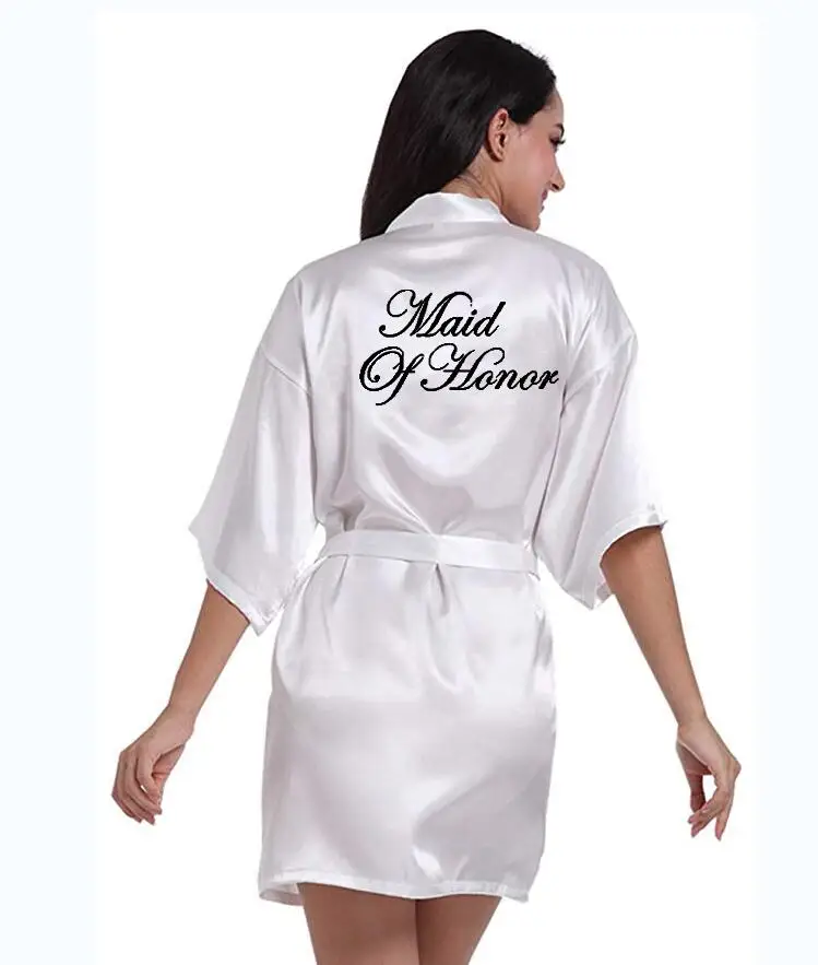 White Maid of Honor Сексуальное серое серебряное кимоно, свадебное платье, свадебное платье, платье подружки невесты, платье подружки невесты - Цвет: White Maid of Honor