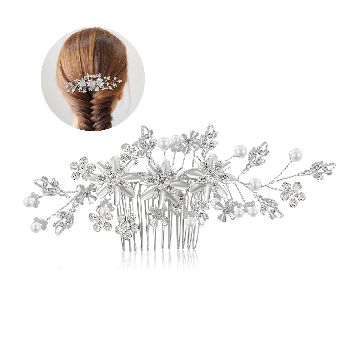 PIXNOR нежные женские свадебные стразы жемчужный Декор Цветочный стиль расческа