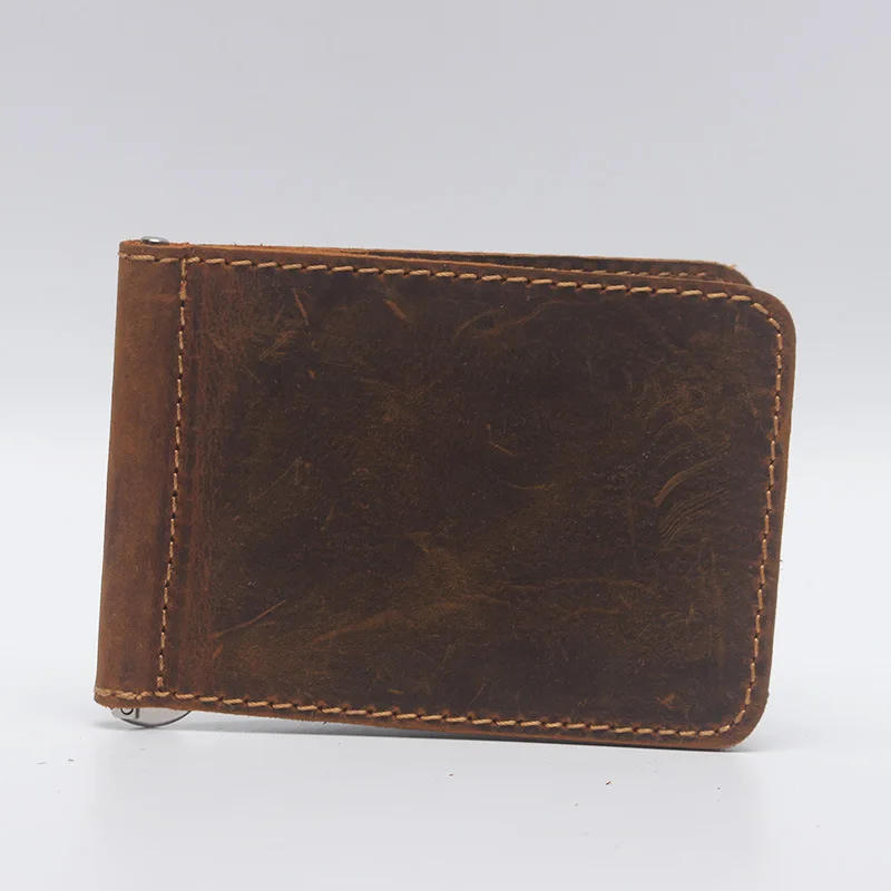 Высококачественные Зажимы для денег из натуральной кожи первого слоя мужчин