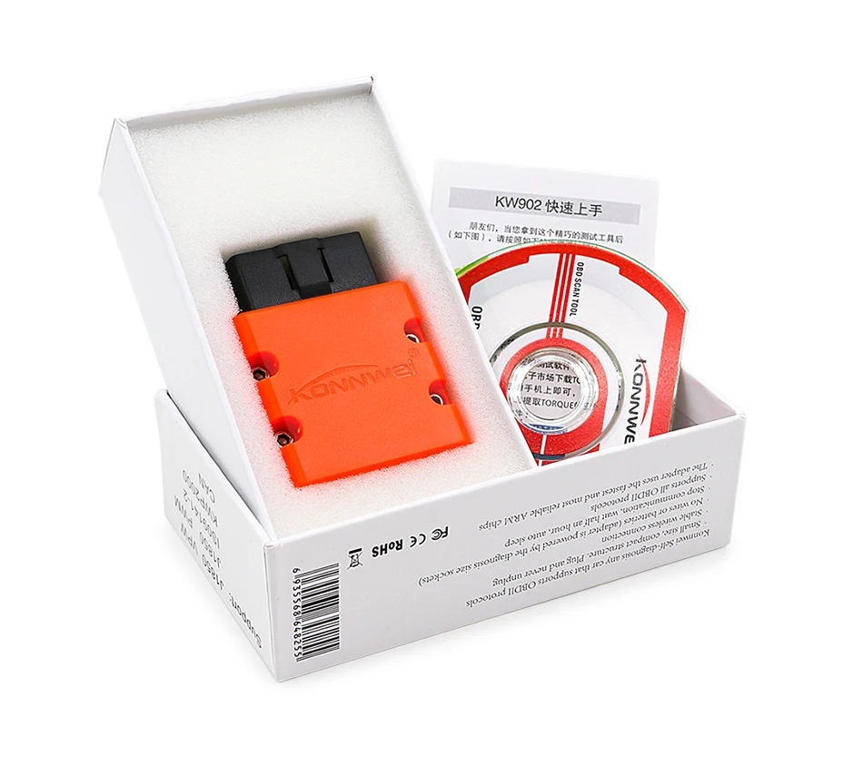 Konnwei KW902 ELM327 Bluetooth v1.5 PIC18F25K80 OBD2 Авто диагностического инструменты OBD-II сканер Car