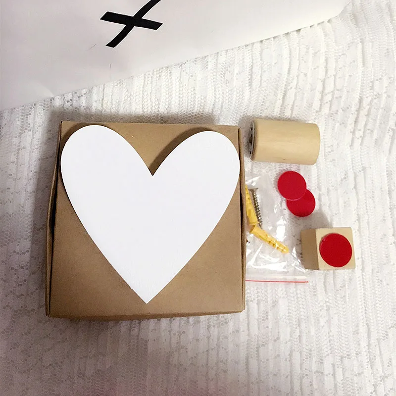 White Heart Популярные 1 кролик/борода/Облако настенные крючки DIY деревянная вешалка настенные украшения детская комната поставки - Цвет: White Heart