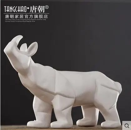 

ceramic Rhinoceros home decor craft room decoration porcelain animal figurine wedding ceramic kawaii ornament garden statue