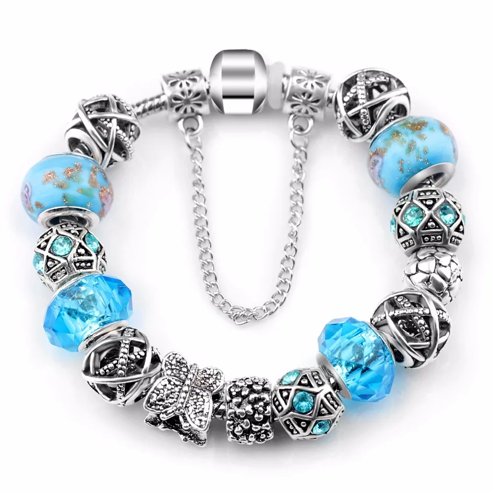 Женский браслет с шармами в форме сердца и цепочкой безопасности|heart charm bracelet|charm