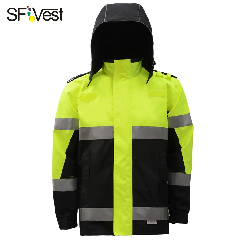 SFVest двухцветная парка с 3 м лентой Hi Viz Водонепроницаемая Светоотражающая Рабочая