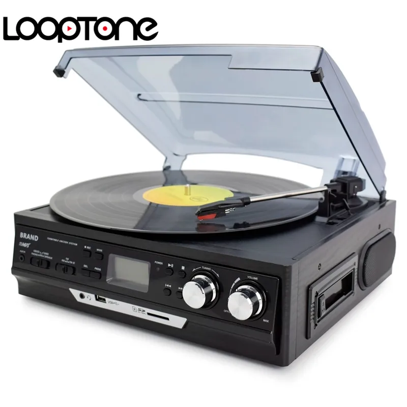 LoopTone 3-Speed Виниловые проигрыватели LP проигрыватель Встроенные динамики граммофон AM/FM радио кассеты USB/SD рекордер