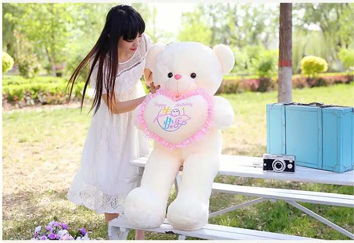 large 100cm white teddy bear happy birthday soft doll throw pillow toy Christmas gift s2421 | Игрушки и хобби