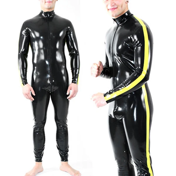 Мужской костюм из латекса толщиной 0 6 мм с боковой молнией спереди|latex men catsuit|men