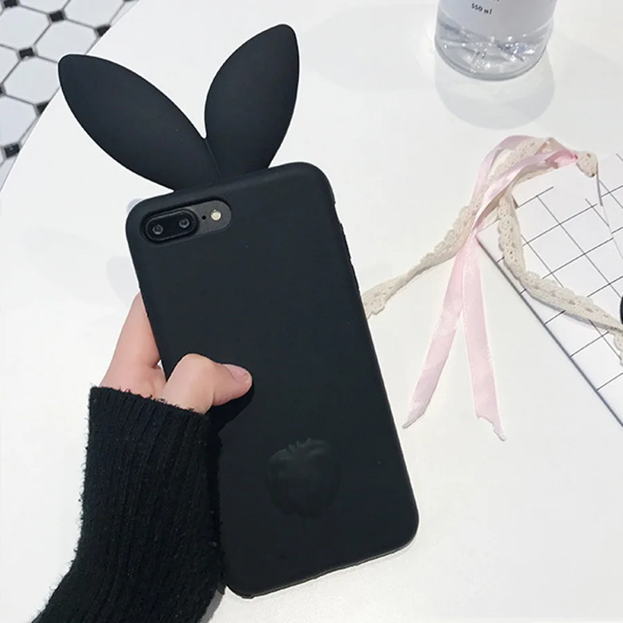 LANCASE 5.5 inch for iPhone 7 Plus Case Silicone Cute Cartoon Rabbit 3D Cover Girls Soft Candy Shell | Мобильные телефоны и