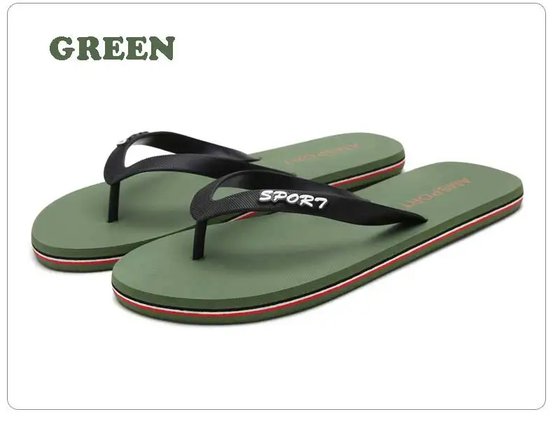 GREEN Chinelo Masculino Sandalias Hombre Erkek Terlik Ayakkabi; мужские вьетнамки с двойным сочетанием; уличные повседневные красивые тапочки Eva - Цвет: GREEN