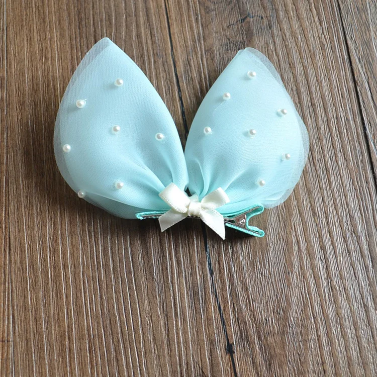 Бутик 10 шт. модные марлевые кроличьи ушки заколки для волос Твердые жемчуг животные уши заколки для волос принцесса головные уборы рыжие волосы аксессуары