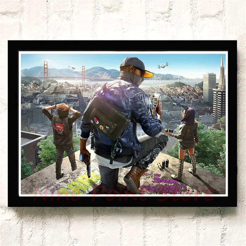 Watch Dogs бумажные плакаты с покрытием, игра, домашний интерьер, украшение, рисунок, ядро, наклейки на стену, бескаркасные - Цвет: Многоцветный