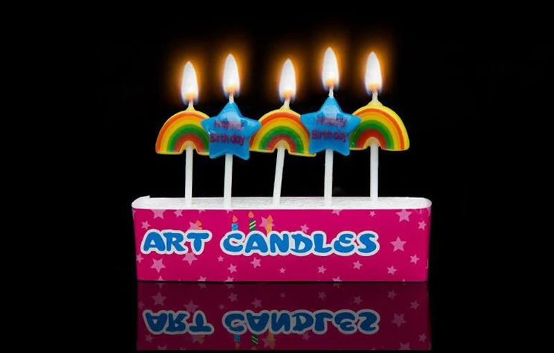 [Rainloong] Книги по искусству свечи Rainbow Star для День рождения украшения | Дом и