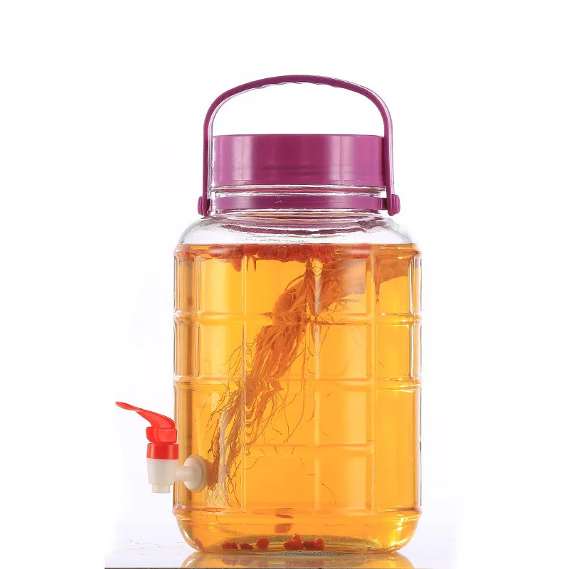 

Empty Glass Enzyme Barrel Wine Jar With Tap Glass Bottles 5L/8L