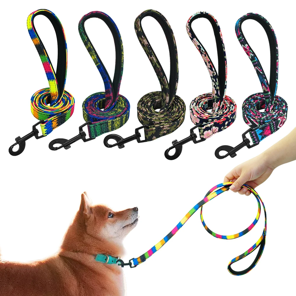 

5 Colors Pet Dog Leash Lead Puppy Dog Walking Running Training Rope Leashes Rainbow Leads For Small Medium Large Dogs Strap Belt