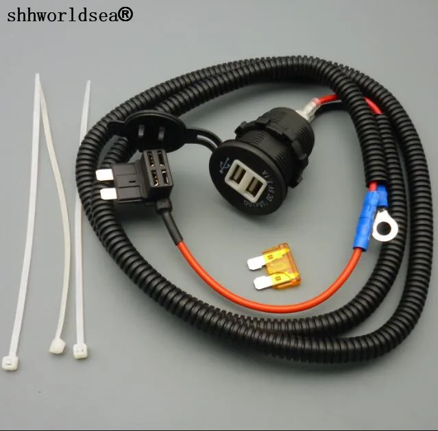 Зарядное устройство shhworldsea с двумя USB-портами для прикуривателя 1 м 5 мм2 12 В 24 3 А |