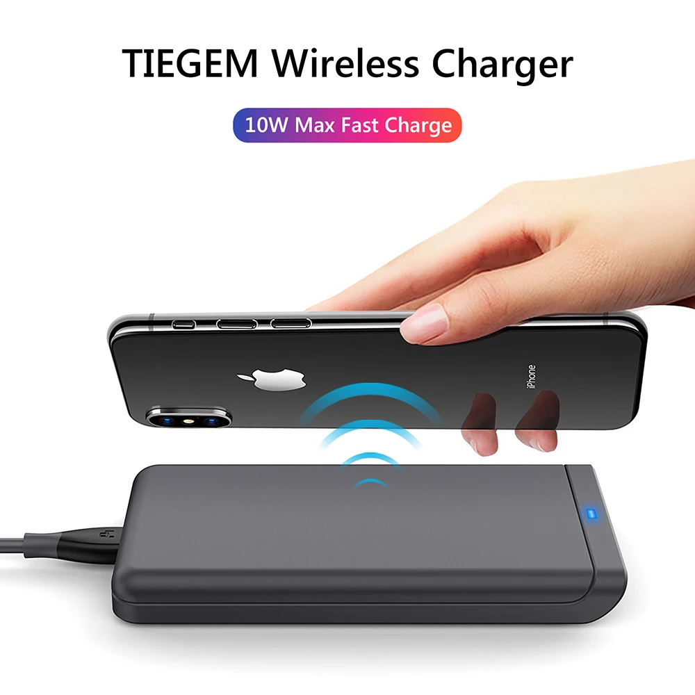 TIEGEM 10 W Qi Беспроводной Зарядное устройство для iPhone 8 Plus X быстро зарядки USB samsung Galaxy