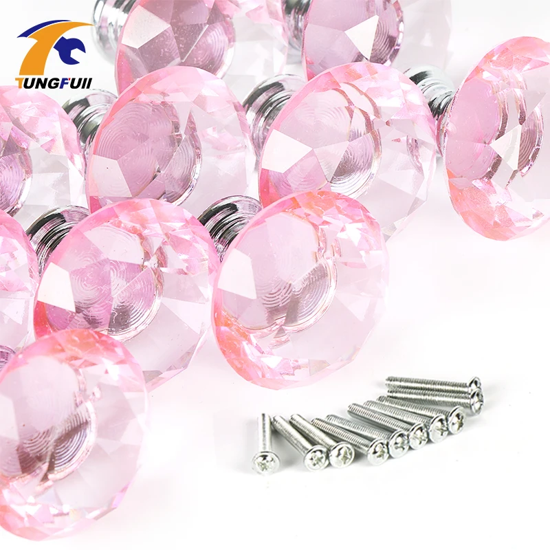 10 шт. 30 мм Алмазная дверь Новый Розовый Фиолетовый Кристалл Стекло выдвижной ящик