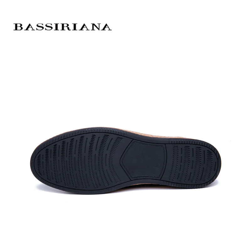 BASSIRIANA 2019 New Genuine Leather men casual shoes lace up comfortable round toe breathable black spring summer 39-45 size | Обувь