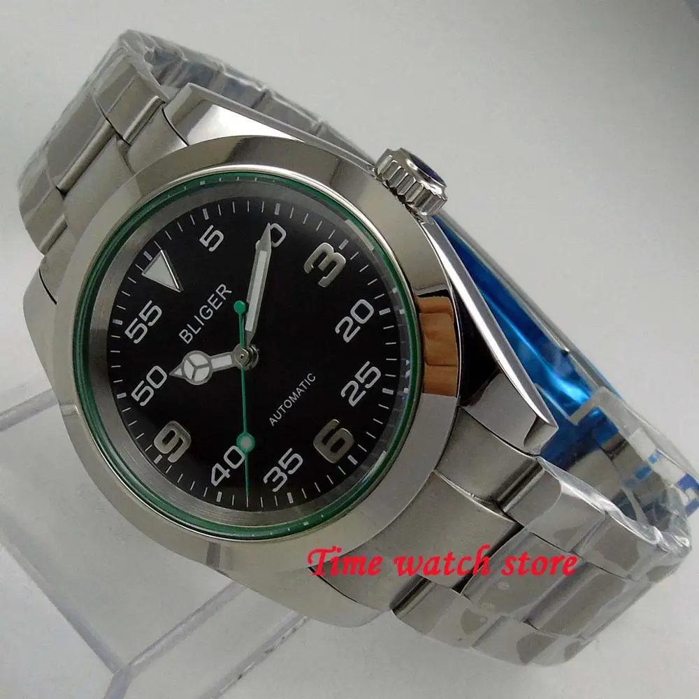 Bliger logo Miyota Новинка, механические наручные часы Bliger Miyota, 40 мм, водонепроницаемые, нержавеющая сталь, черный циферблат, светящаяся Дата, сапфировое покрытие, 180 - Цвет: Bliger logo Miyota