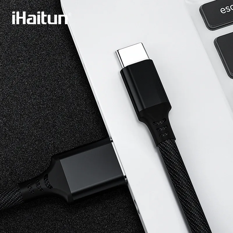 Черный IHaitun 5A Тип C USB кабель для huawei Коврики 20 P20 Honor 10 Xiaomi Redmi Note 7 Pro кабель USB 3,1 Зарядное устройство провода шнура данных супер C - Цвет: Черный