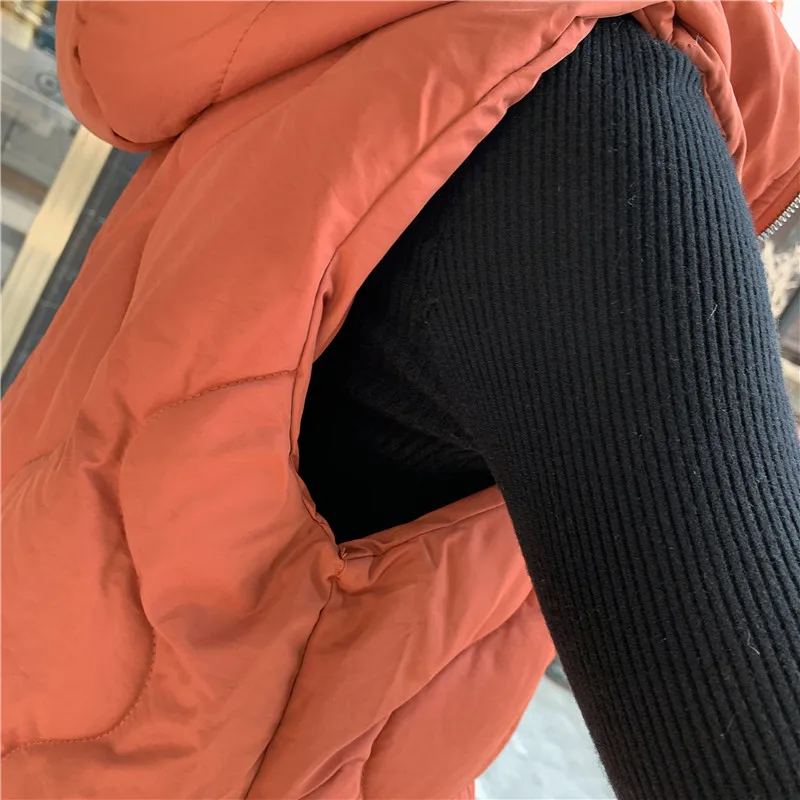 Women Hooded Long Vest Jacket Gilet Sleeveless Waistcoat Women's Outerwear with Hood