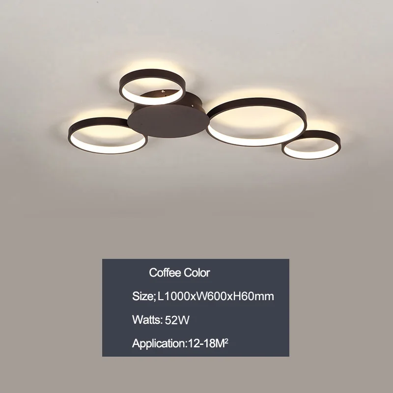 Coffee L100xW60cm Современные светодиодные потолочные лампы с кофейной/белой отделкой для гостиной, спальни, кабинета, дома, деко, потолочные светильники, плафон - Цвет корпуса: Coffee L100xW60cm
