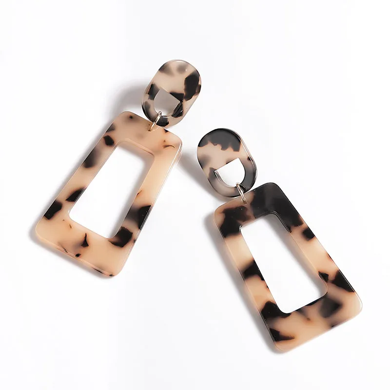 Леопардовые серьги Черепаховые крупные геометрические для женщин акриловые