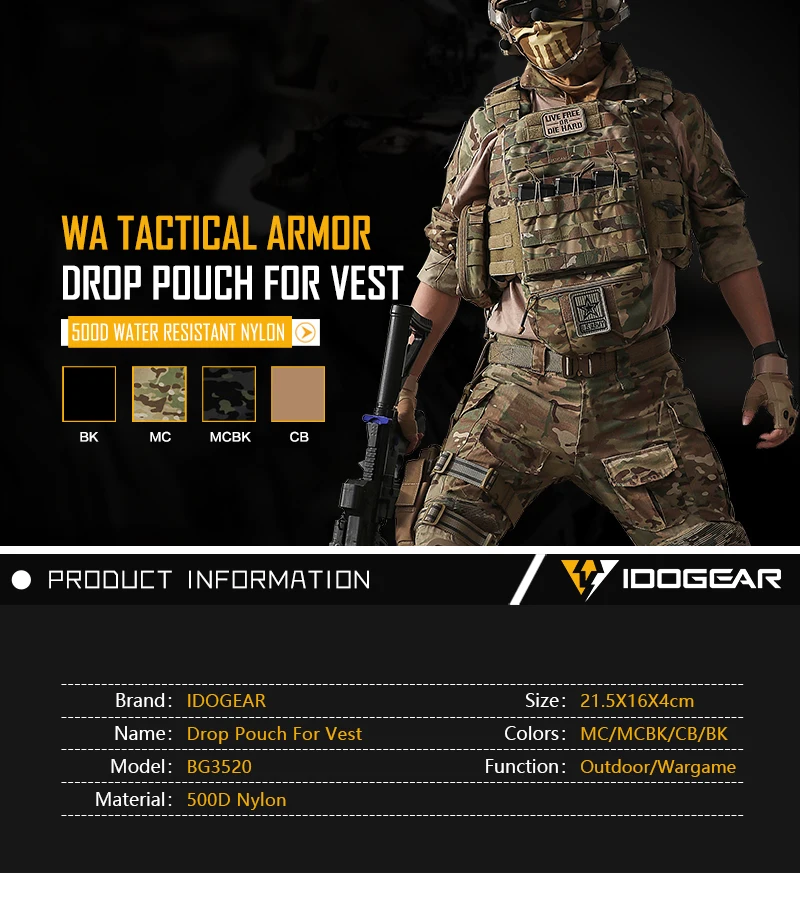 IDOGEAR тактическое обмундирование падение мешок AVS JPC CPC поясной кошелек EDC боевой армейский Тактический поясной Чехол Мультикам 3520