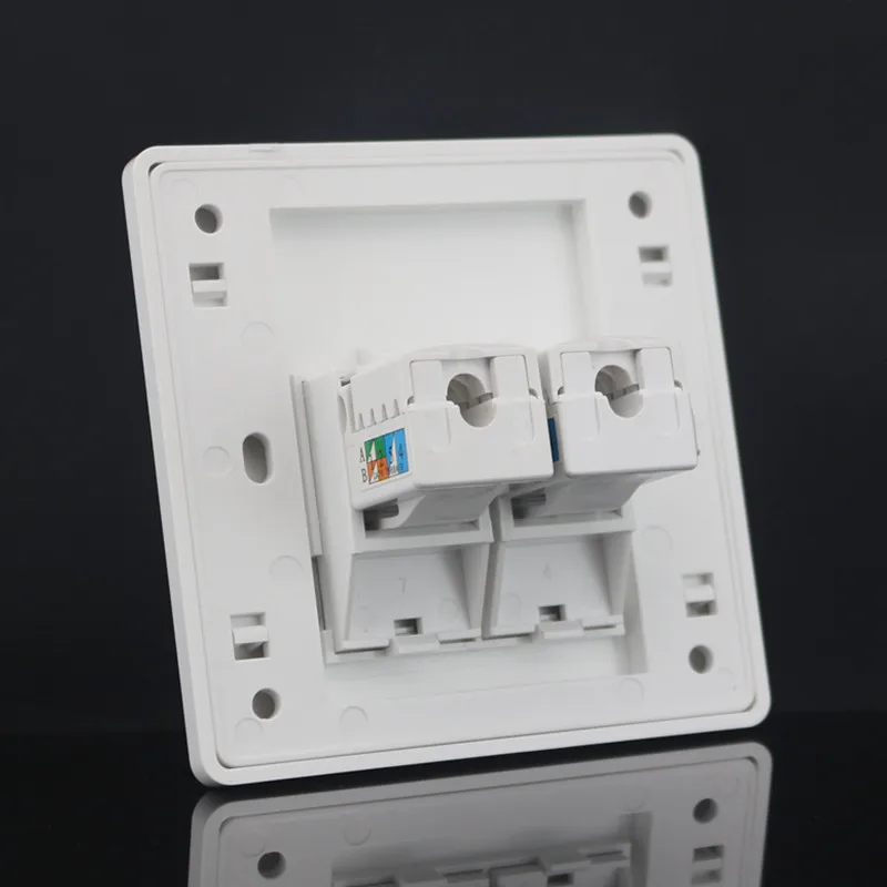 SeTo 86 Type Double Ports Network Lan Gigabit RJ45 Cat6 Wall Plate Socket Keystone Faceplate | Обустройство дома