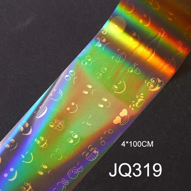 jq319 1 шт Голографическая фольга для ногтей Наклейка фейерверк линия цветок животное для нейл-арта переводная Фольга Наклейка для нейл-арта наклейки s - Цвет: jq319