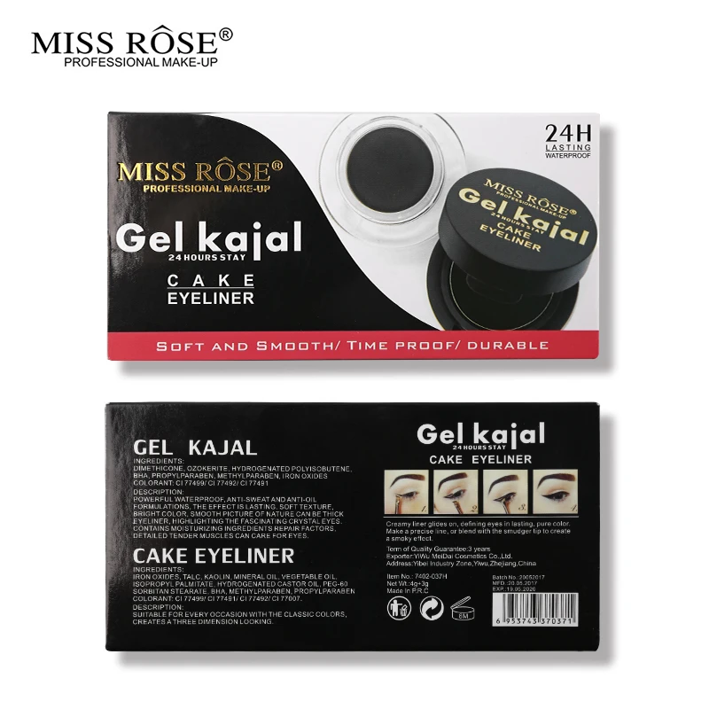 Miss Rose набор для макияжа глаз черный торт подводка + гель Kajal 24 часов пребывания