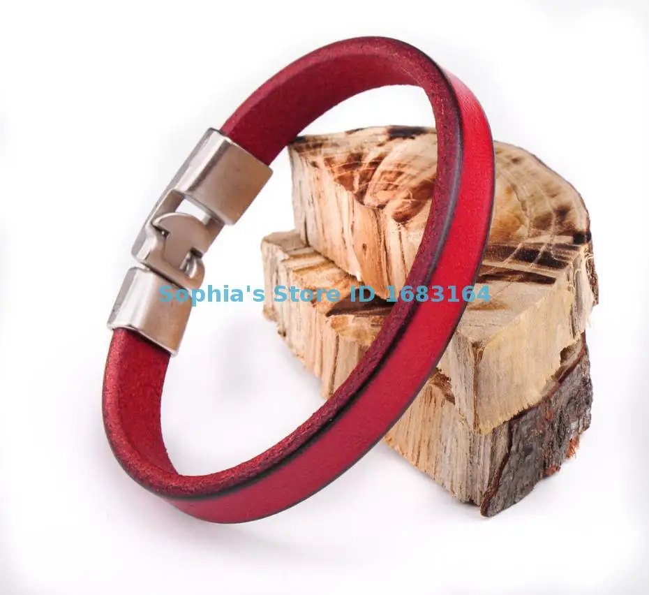 BL11 красная Новинка мужской простой тонкий кожаный Браслет манжета на