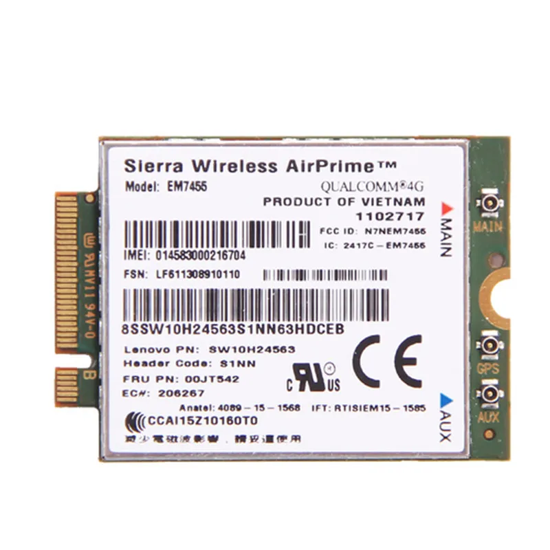Sierra Wireless EM7455 4G LTE Gobi6000 Qualcomm FDD WWAN IBM FRU:00JT542 для Lenovo T460 T460p L560 Yoga 260 P50|3G модемы| |