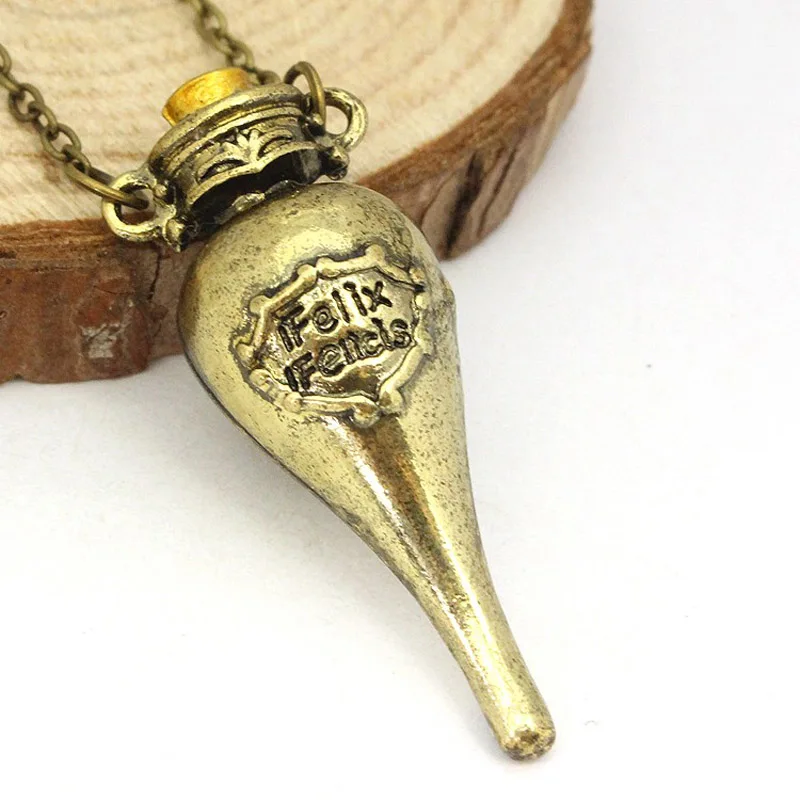 Gold Felix Felicis, волшебное зелье, ожерелье, жидкость, бутылка удачи, Vingtage, ретро, античное серебро, бронза, кулон, фильм, ювелирные изделия - Окраска металла: Gold