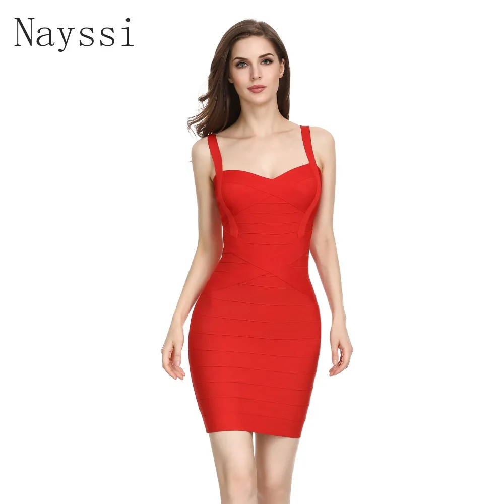 

Nayssi 2019 Bandage Dress Sweetheart Neckline High Quality Sexy Women Bodycon Wholesale Spaghetti Strap Evening Party Dress