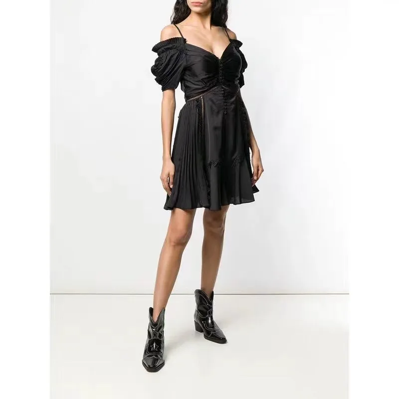 new Black V-neck lace mini-dress dresses woman party night club dress women clothing off shoulder | Женская одежда