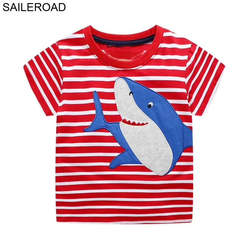 SAILEROAD Акула Животных Печати Baby Boy футболка Лето Детская одежда New Baby Boy Одежда Дети Топы Футболки Хлопок - Цвет: 6362 same picture